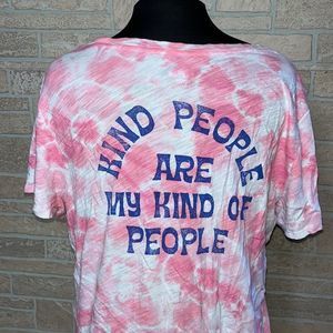 Old Navy Pink Tie Dye Short Sleeved Shirt Kindness Size Large